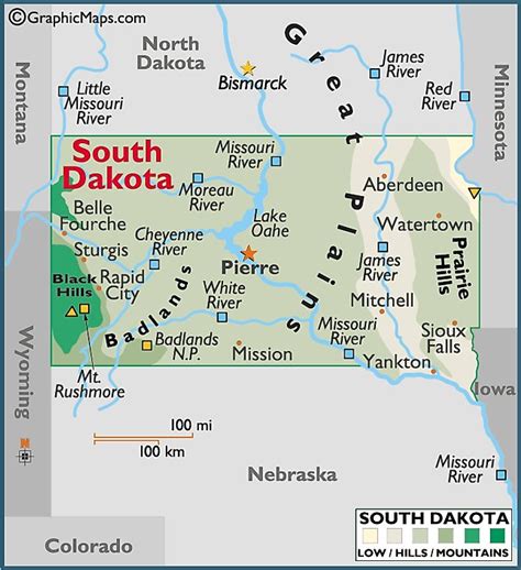 MAP South Dakota Map With Cities